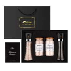 웰세스 그라인더 선물세트 WG-244P, 히말라야 핑크솔트, 히말라야 핑크소금, 히말라야 솔트 블랙페퍼 통후추 그라인더 리필소금 명절선물 추석선물 기념품 답례품 근로자의날 창립기념 소금선물세트