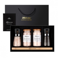 웰세스 그라인더 선물세트 WG-205P, 히말라야 핑크솔트, 히말라야 핑크소금, 히말라야 솔트 블랙페퍼 통후추 그라인더 리필소금 리필솔트 명절선물 기념품 답례품 근로자의날 창립기념 소금선물세트