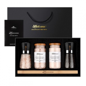 웰세스 그라인더 선물세트 WG-205P, 히말라야 핑크솔트, 히말라야 핑크소금, 히말라야 솔트 블랙페퍼 통후추 그라인더 리필소금 명절선물 기념품 답례품 근로자의날 창립기념 소금선물세트