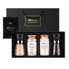 웰세스 그라인더 선물세트 WG-204P, 히말라야 핑크솔트, 히말라야 핑크소금, 히말라야 솔트, 블랙페퍼, 통후추 그라인더, 리필솔트 명절선물 기념품 답례품 근로자의날 창립기념 소금선물세트