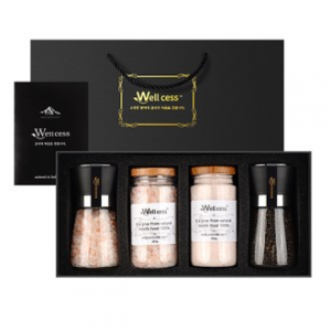 웰세스 그라인더 선물세트 WG-204P, 히말라야 핑크솔트, 히말라야 핑크소금, 히말라야 솔트, 블랙페퍼, 통후추 그라인더, 리필솔트 명절선물 기념품 답례품 근로자의날 창립기념 소금선물세트