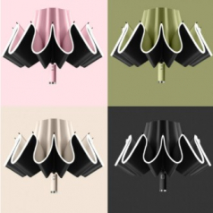 3단 자동 우산, 거꾸로 접이식 우산, 원터치 자동 3단 10K 자외선 암막 차단 양우산