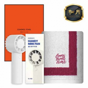 송월 미니 선풍기 세트(스윗홈35 타올 1매 + 핸디 미니팬 선풍기 1개)