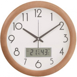 무소음 원목 온습도 벽시계 380