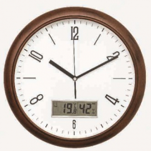 무소음 원목 온습도 벽시계 320