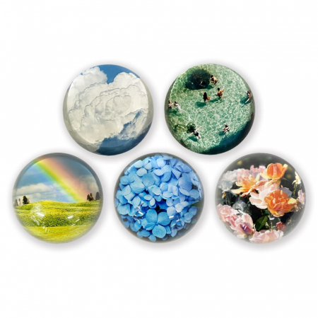 르웨이 풀컬러 크리스탈 유리 문진 돔형 80m #3