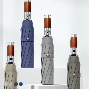 포유렐라 튼튼한 20K 라이트 우드 3단 암막 접이식 휴대용 자동우산