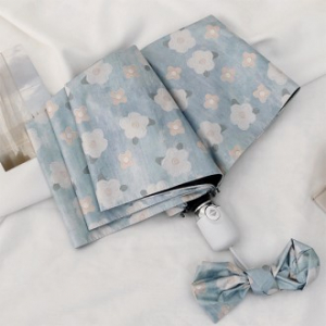 포유렐라 튼튼한 스카이벚꽃 UV차단 3단 암막 접이식 휴대용 자동우산