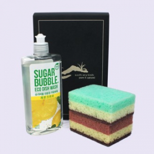 슈가버블 주방세제 + 삼색 양면 떡수세미 3종세트