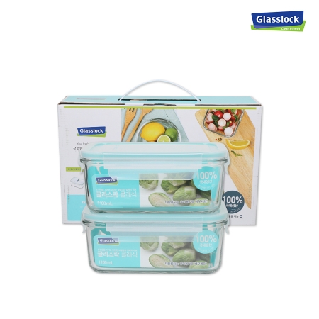 안전한 국내생산 글라스락 직사각 1100ml 2개입 세트 #2
