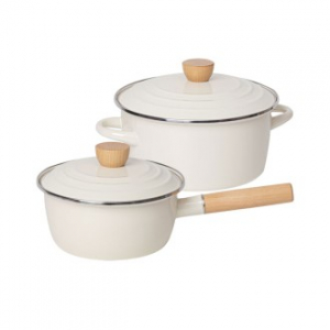 영국 R 바닐라크림 인덕션 IH 법랑냄비 2종세트