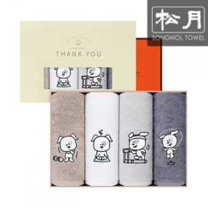 [송월타올] 헬스하는 강아지 30수 타올 150g 4p 세트