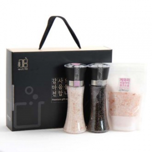 그라인더 9호 (핑크소금 250g + 리필 350g + 통후추 100g + 상자포함)