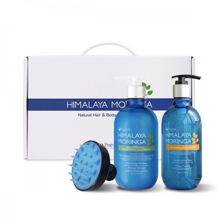 히말라야 모링가 오리지널 리뉴잉 샴푸 500ml 1개 + 네이티브 바디워시 500ml 1개 + 두피 브러시 1개 #2