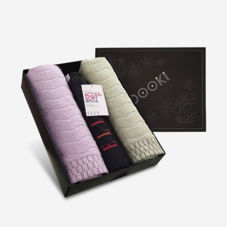 엘르 물결타올 2매+ 무지로고 3단 우산세트 #2