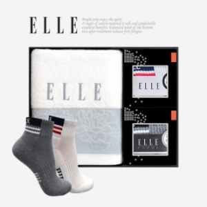 엘르 로즈타올 1매 + 스포츠양말 남녀 2족세트
