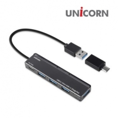 유니콘 4포트 USB3.1 허브 A+C타입 C타입 충전가능 상태LED RH-400AC