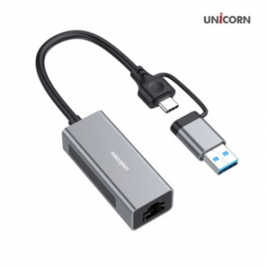 유니콘 USB A타입 + C타입겸용 유선랜카드 100Mbps 알루미늄 바디 CLAN-200AC