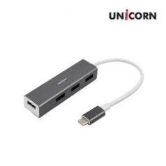 유니콘 USB3.1 C타입 4포트 USB허브 무전원 TH-400C