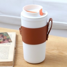 레더 슬리브 이중진공 텀블러 530ml 보온보냉 컵