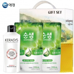 애경 엑스트라 샴푸 순샘 리필 2p 망사 수세미세트