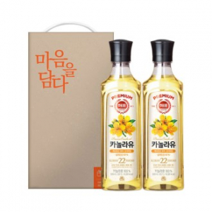명절선물세트 해표 카놀라유 500ml 2개 / 손잡이케이스
