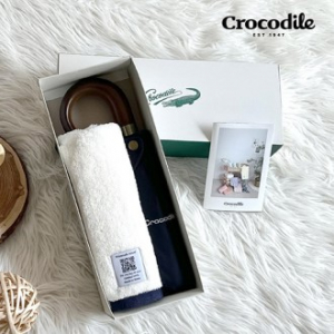 크로커다일 3단 우드곡자 전자동 우산 + 투톤보다 호텔 수건