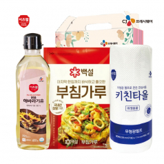 CJ해바라기유, CJ부침가루, CJ키친타올 3종세트