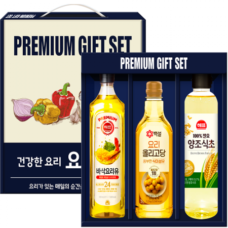 M1 백설 올리고당 500ml + 해표 요리유 500ml + 해표 양조식초 500ml 각1P 선물세트 #2