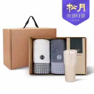 송월타올 리빙 기프트세트 6, 호텔컬렉션 톤40 2P + 커피텀블러709ml 1P