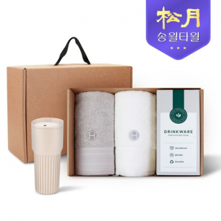 송월타올 리빙 기프트세트 5, 호텔컬렉션 클래식40 타올 2P + 커피텀블러709ml 1P #2