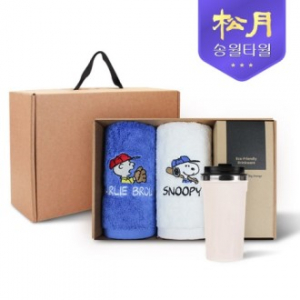 송월타올 리빙 기프트세트 10, 스누피 스포츠200g 2P + 이너프 이중구조 텀블러530ml 1P