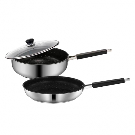 영국R 바제니 인덕션IH 스텐코팅 전골팬 28cm 2종 커플세트 + 내열유리뚜껑 #2