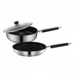 영국R 바제니 인덕션IH 스텐코팅 전골팬 28cm 2종 커플세트 + 내열유리뚜껑