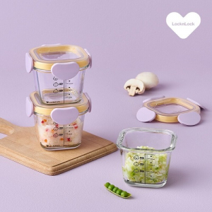 리틀럽 디어 이유식용기 정사각 밀폐캡 260ML x 3P