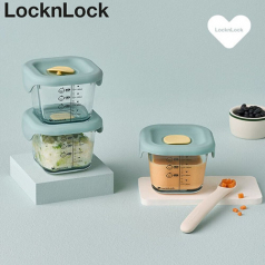 락앤락 513S3 리틀럽 디어 이유식용기 정사각 실리콘 간편캡 260ml 3P 라벤더, 스카이블루
