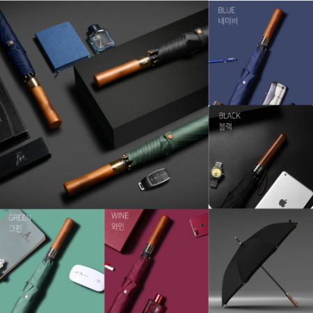 [에디토] 럭셔리 골프 프리미엄 우드 반자동 장우산 #2