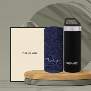 시즈넬 선물세트 스탠리 블랙마스터 진공머그 532ml + 송월 땡큐타올 190g