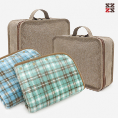 파스텔버튼극세사담요+빅파우치세트