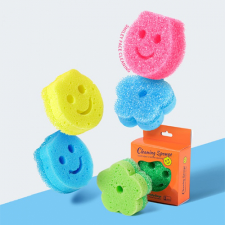 [종이케이스] 비비드컬러 스마일 스크럽 양면 수세미 / 스펀지 행주 주방용품 양면수세미 다용도 청소 #2