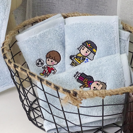 러버덕 (왕자) 어린이집수건 핸드타올 1장 70g 아이이름 자수 고리수건 40수 코마사 #4