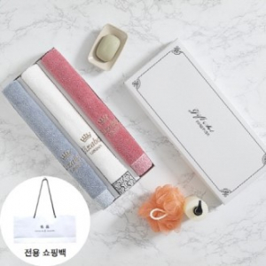 프리미엄 화이트 엘리자베스 다이아 30수180g 호텔수건 3매입세트 + 전용 쇼핑백