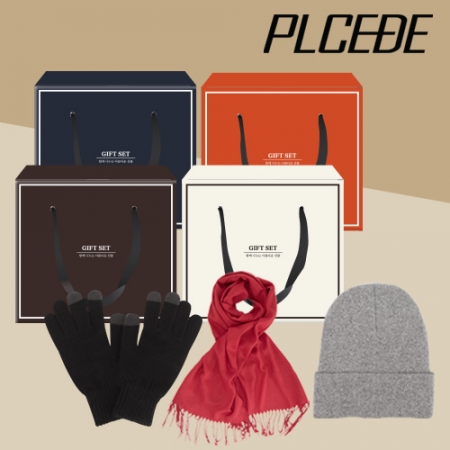 플씨드 패션 롱비니 + 베이직 머플러 + 무지 니트 터치 장갑 3종 세트