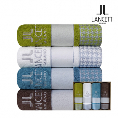 란체티 뱀부얀 하운드체크 전사 세면타올 4매