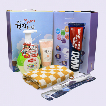 랩신 핸드워시 250ml + Nard치약 + 과일나라 핸드에센스 + 체스 핸드타올 + 크리오 미세모 칫솔 5종세트 금연홍보 케이스 변경가능 #2