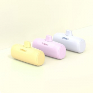 타이탄 20W 고속충전 도킹형 일체형 미니 보조배터리 5000mAh C타입, 8핀