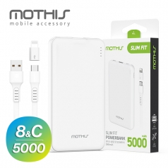 모디스 슬림핏 보조배터리 5000mAh C타입 케이블+8핀젠더