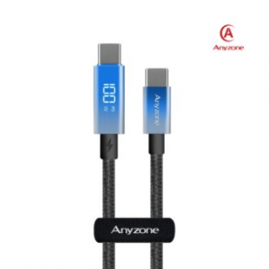 애니존 100W 초고속충전 블루 오로라패브릭 LCD 케이블 1.2M CTC
