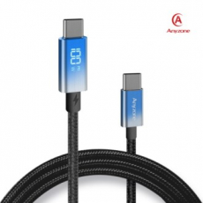 애니존 100W 초고속충전 블루 오로라패브릭 LCD 케이블 2.0M CTC