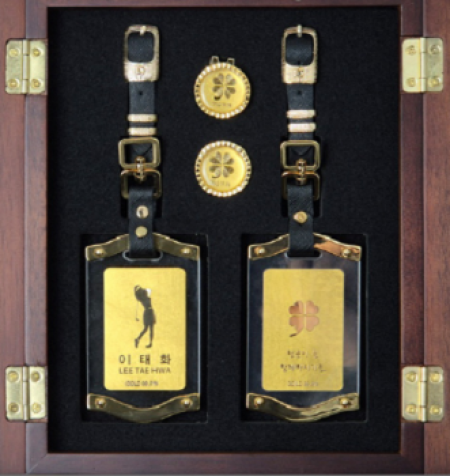 금판지 네임텍 가죽끈 금판지 볼마커 클립 고급 원목케이스 골프세트 - W8 #2